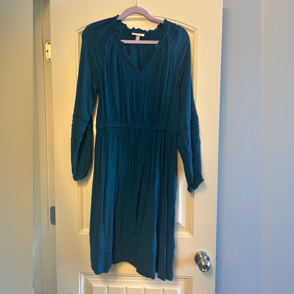 Knox Rose Teal Long-Sleeve Peasant Dress